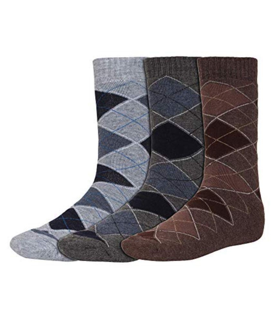 Creature - Woollen Men's Printed Multicolor Mid Length Socks ( Pack of 3 ) - Multicolor