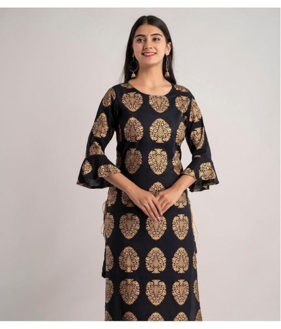 MAUKA - Black Rayon Women''s Straight Kurti ( Pack of 1 ) - None