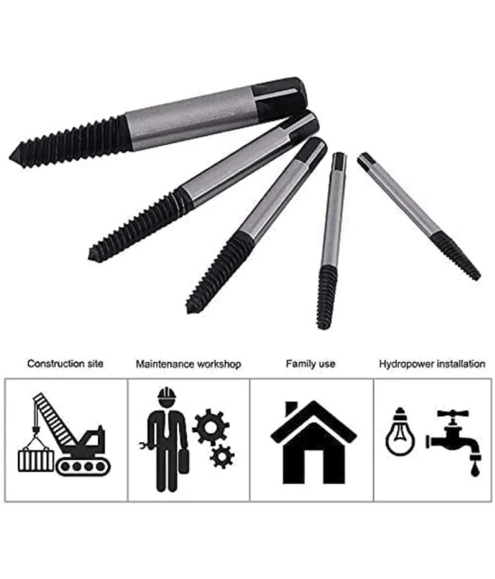 SHUANG YOU Damaged Screw Extractor Breakage Bolt Extractor Drill Bits Guide Set Broken Easy Out Fastener Kit (Pack of 5)