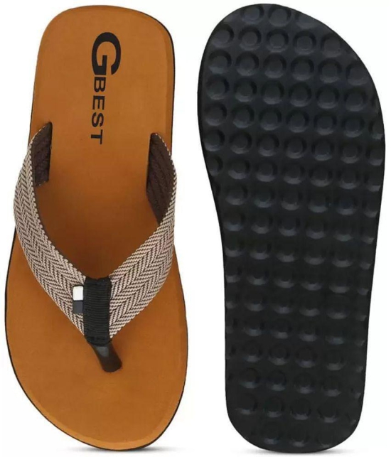 GBest Brown Mens Thong Flip Flop - None