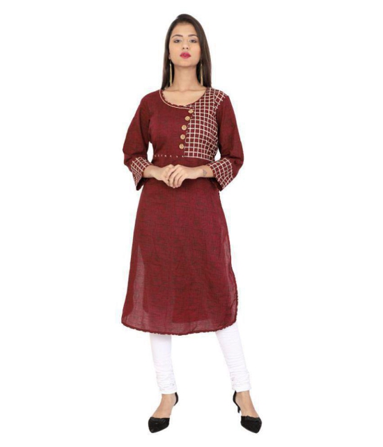 Rangun - Maroon Cotton Blend Women's Straight Kurti - M