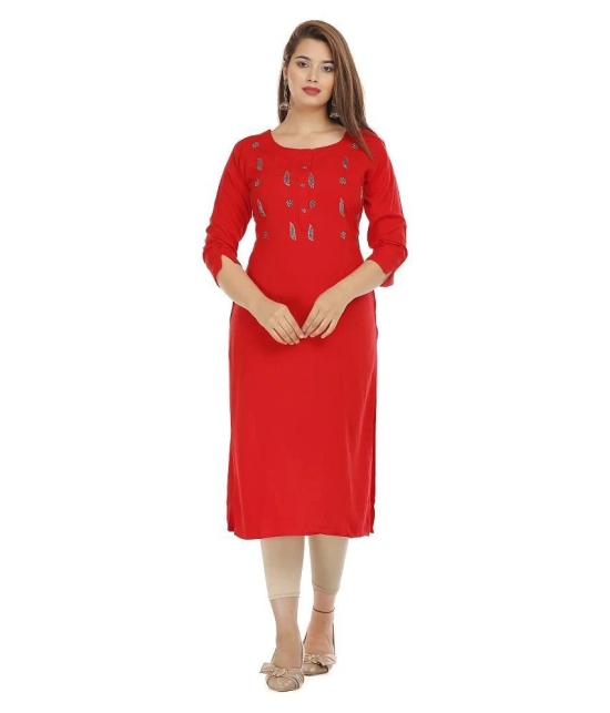 HIGHLIGHT FASHION EXPORT - Red Rayon Womens Straight Kurti - XXL