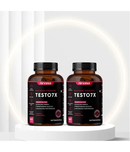 Nirvasa TESTO-7X Tablet, for Stamina, Performance and boosts T-Level in men, (2 X 60 Tablets)