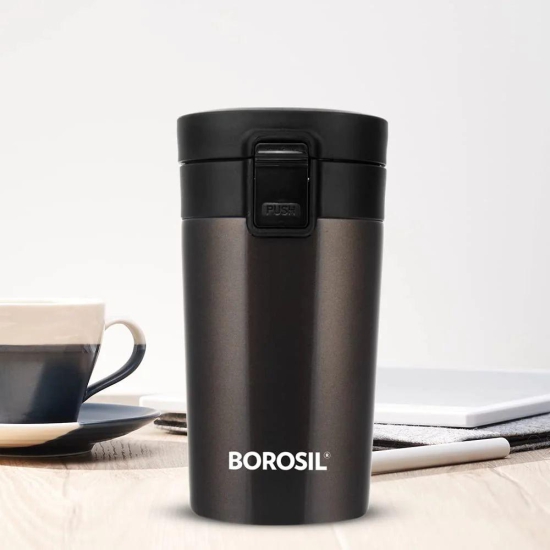 Borosil Coffeemate 300 ML Vacuum Insulated Stainless Steel Travel Mug | 8 Hours Hot and 14 Hours Cold | 1 Pc White