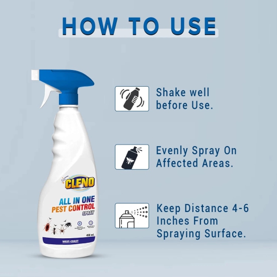 Cleno All in One Pest Control Spray  for Pest Fungicide Dust Mite Bedbugs Ants Termites 450 ml Ready to Use-Cleno All in One Pest Control Spray | for Pest, Fungicide, Dust Mite, Bedbugs, Ants, Te