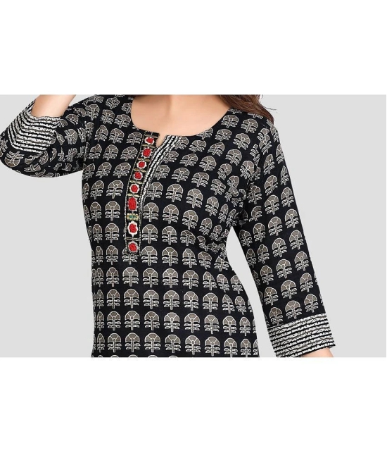 Meher Impex Cotton Printed Straight Womens Kurti - Black ( Pack of 1 ) - None