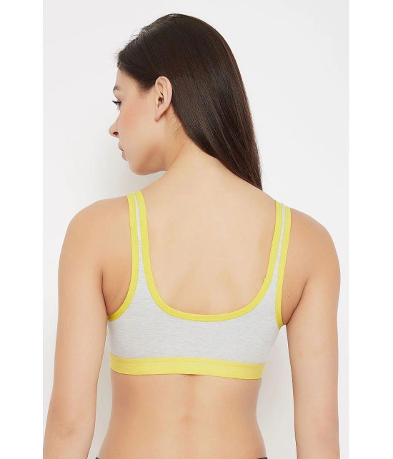 Clovia Grey Cotton Removable Padding Womens Sports Bra ( Pack of 1 ) - None