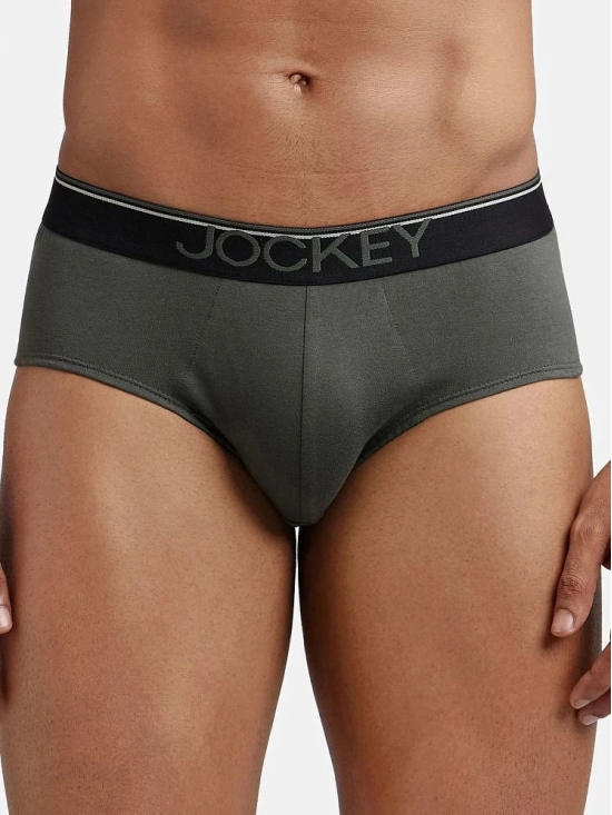 Jockey 8037 Men Super Combed Cotton Solid Brief with Ultrasoft Waistband - Deep Olive (Pack of 2) - None