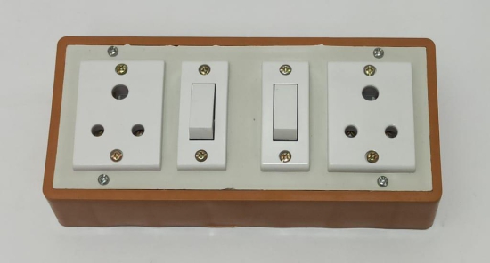 6A 2 Sockets (3 Pin Socket) & 2 Switch Extension Box with 6A Plug & 50m Wire