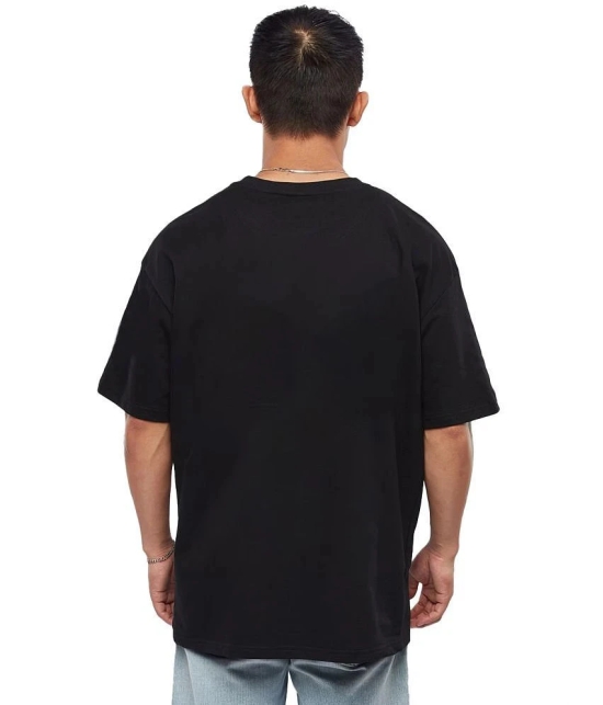 Leotude Cotton Blend Oversized Fit Printed Half Sleeves Mens T-Shirt - Black ( Pack of 2 ) - None