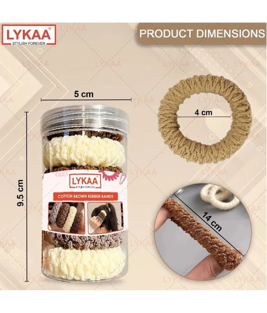 Lykaa Soft Cotton Stretchable rubber band hair ties ponytail holder Head band For Women -12 Pcs - Multi