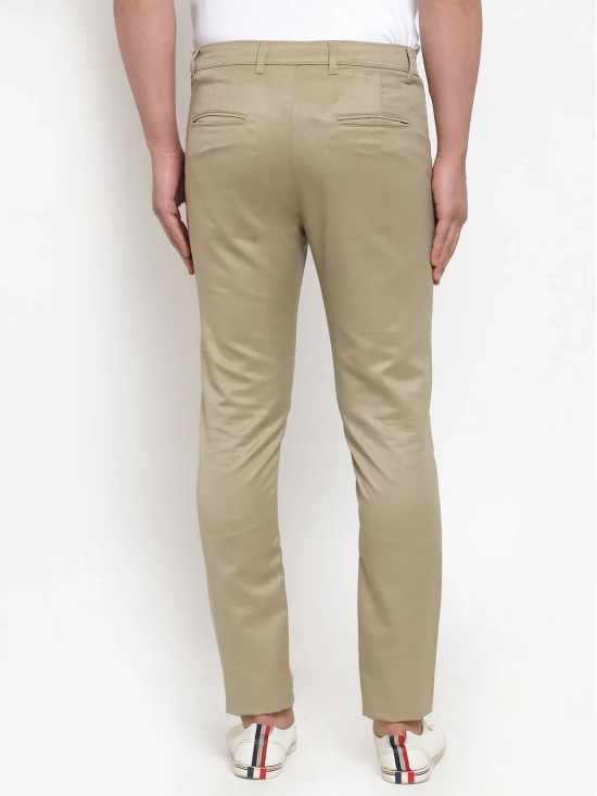 Indian Needle Men Beige Slim Fit Formal Trousers-30 / Beige