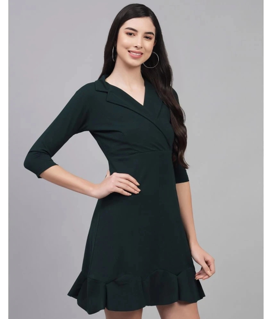 Addyvero Cotton Lycra Green Skater Dress - Single - XL