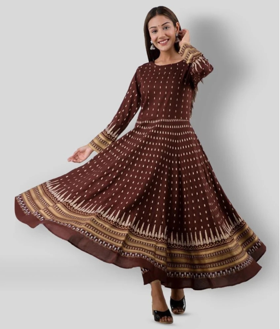 Lee Moda - Brown Rayon Womens Anarkali Kurti ( Pack of 1 ) - M