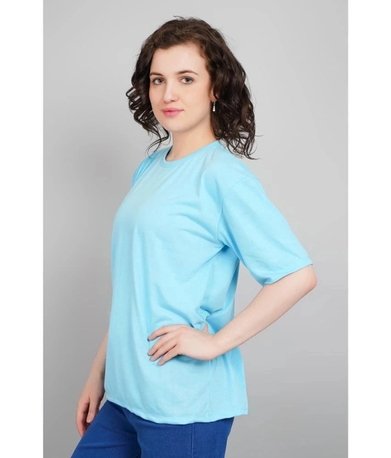 PPTHEFASHIONHUB Light Blue Cotton Womens T-Shirt ( Pack of 1 ) - None