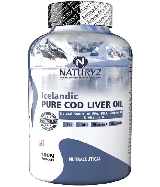 NATURYZ Icelandic COD Liver Fish Oil Capsules with Natural Omega 3 & Vitamins (A & D) - 100 softgels