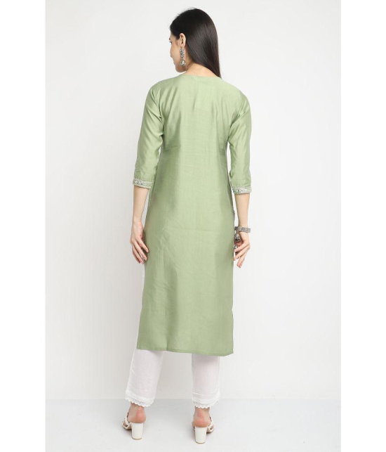 Rajnandini - Green Chanderi Women's A-line Kurti ( Pack of 1 ) - None