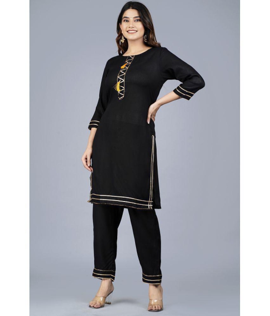 SIPET - Black Straight Rayon Women's Stitched Salwar Suit ( Pack of 1 ) - None