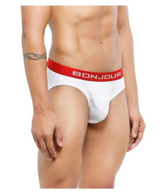 Bonjour - White Cotton Blend Mens Briefs ( Pack of 1 ) - XXL