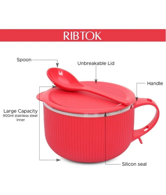 Jaypee Plus RIBTOK Soup Bowl Plastic Soup Bowl 900 mL ( Set of 1 ) - Red