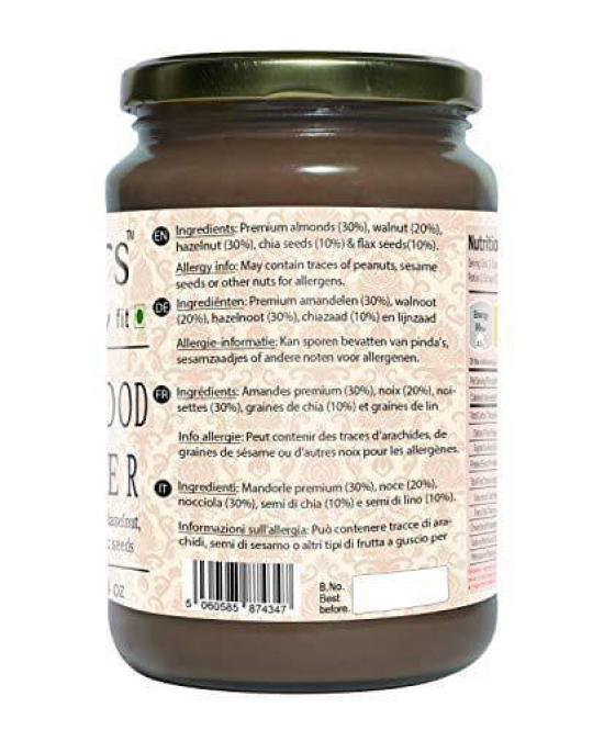 FITJARS Superfood Butter (Almonds,Walnut Hazelnut,chia,Flax) , 750 g