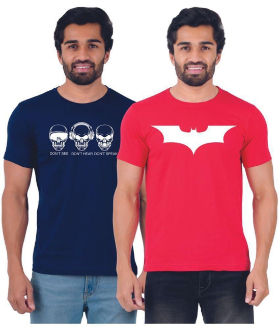 ferocious - Navy Cotton Regular Fit Men's T-Shirt ( Pack of 2 ) - None