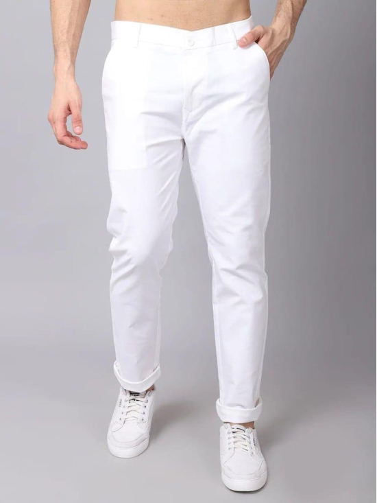 Rodamo Men White Slim Fit Trousers