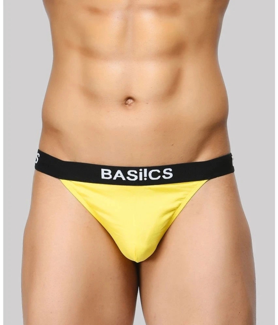 BASIICS By La Intimo Spandex Mens Thongs ( Yellow ) BCSTH01 - None