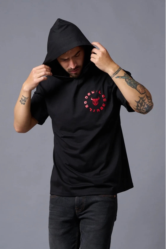 Red Devil Printed Hooded Oversized T-Shirt for Men 4XL