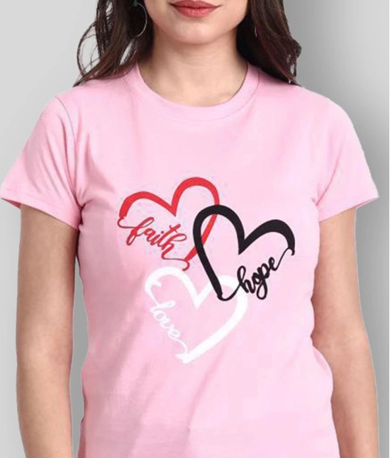 Fabflee - Pink Cotton Regular Fit Womens T-Shirt ( Pack of 1 ) - XS