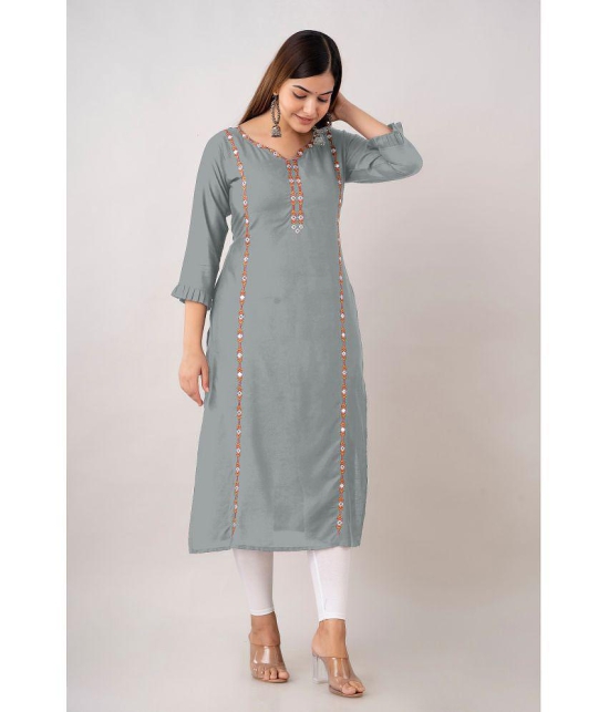 Kapadia - Grey Rayon Womens Straight Kurti ( Pack of 1 ) - None