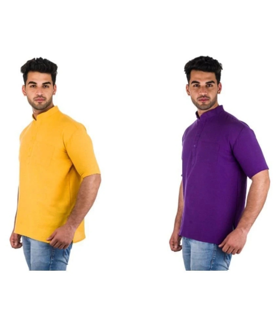 DESHBANDHU DBK Multi 100 Percent Cotton Kurta Pack of 2 - None