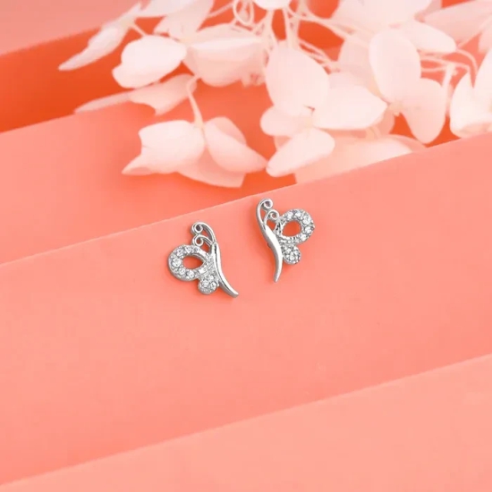 Silver Love Like A Butterfly Studs