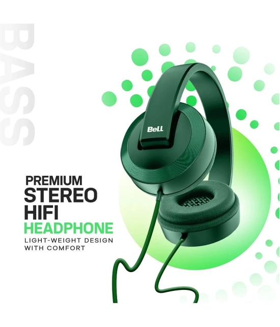 Bell BLHDP135A Type C Wired Headphone Over Ear 24 Hours Playback Passive noise cancellation IPX4(Splash & Sweat Proof) Green