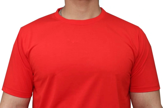 NVA Quality Solid Plain Men's Round Neck Cotton Blend Half Sleeve Red T-Shirt