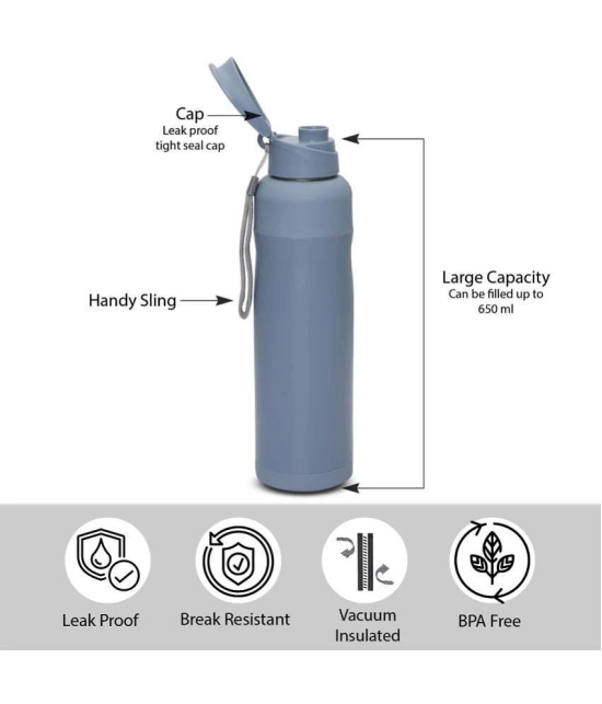 Jaypee Light blue Stainless Steel Water Bottle 650 mL ( Set of 1 ) - Light blue