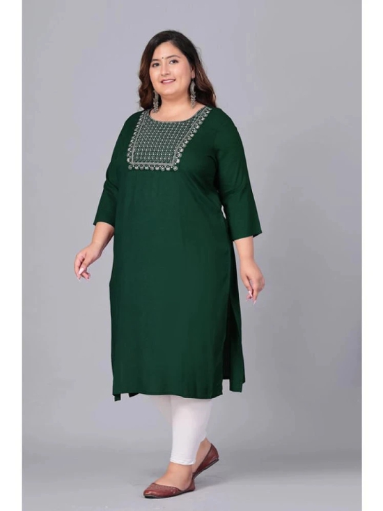 Preksha Rayon Embroidered Straight Womens Kurti - Green ( Pack of 1 ) - None