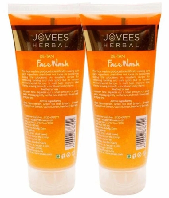 Jovees Herbal De-Tan Face Wash For Brightens For All Skin Type ( Pack of 2 )