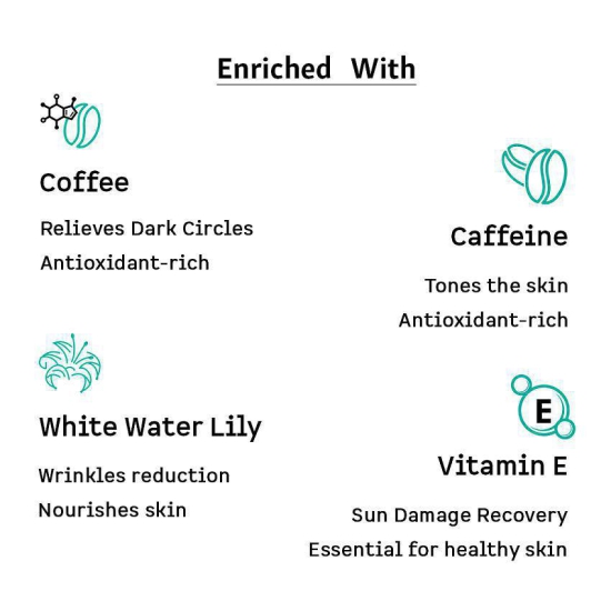 mCaffeine Coffee Under Eye Cream for Dark Circle & Puffiness Reduction with Vitamin E & Hyaluronic Acid (30ml)