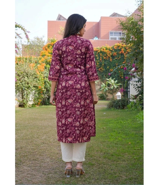 Vbuyz Cotton Printed Straight Womens Kurti - Purple ( Pack of 1 ) - None