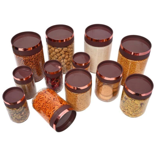 KSI Stackable Containers for Kitchen Stackable Jars for Kitchen Stackable Storage Box for Kitchen Plastic Kitchen Container Set Spice Jar Airtight Plastic Container Pack of 12 (4 pieces of 500 ml, 4 pieces of 1100 ml, 4 pieces of 2200 ml)