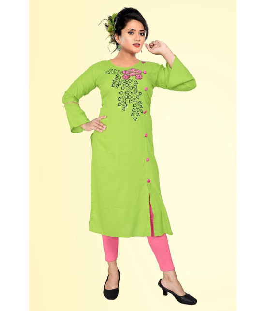 haya fashion - Lime Green Rayon Women's Straight Kurti ( Pack of 1 ) - None