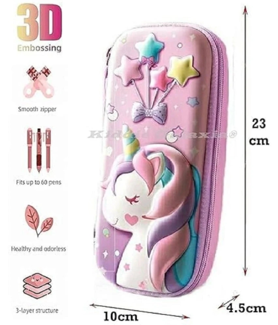 3D Unicorn Pencil Case, Cute Large Capacity Pen Box, Girls, 3D Eva Stationery Box Pink Pencil Pouch Organizer Compartments Cosmetic Zip Pouch Bag School Supplies, Kids Students - Canvas