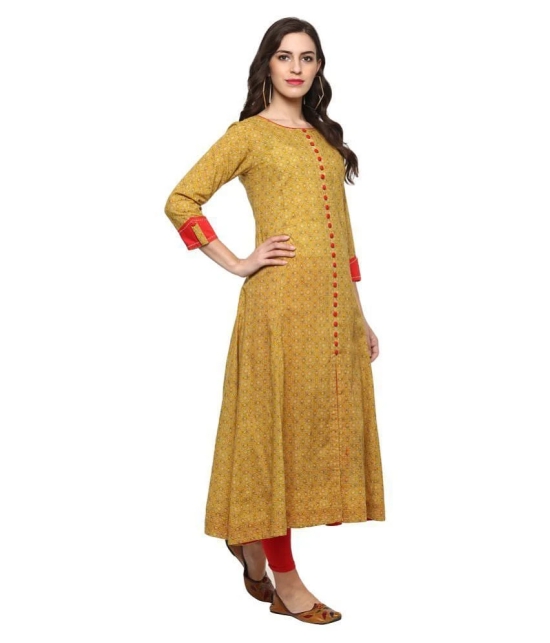 Yash Gallery Yellow Cotton Anarkali Kurti - XXL