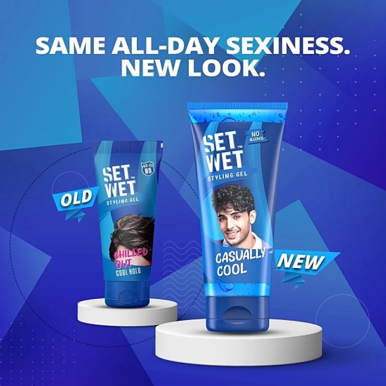 Set Wet Styling Hair Gel For Men - Casually Cool, 100 Ml Tube