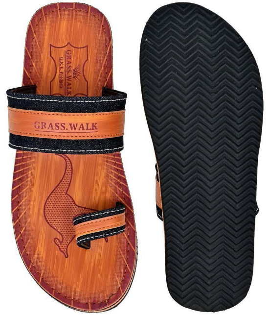 GRASS WALK - Brown Men's Leather Slipper - None