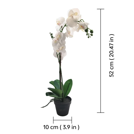 Artificial White Orchid Potted Plant