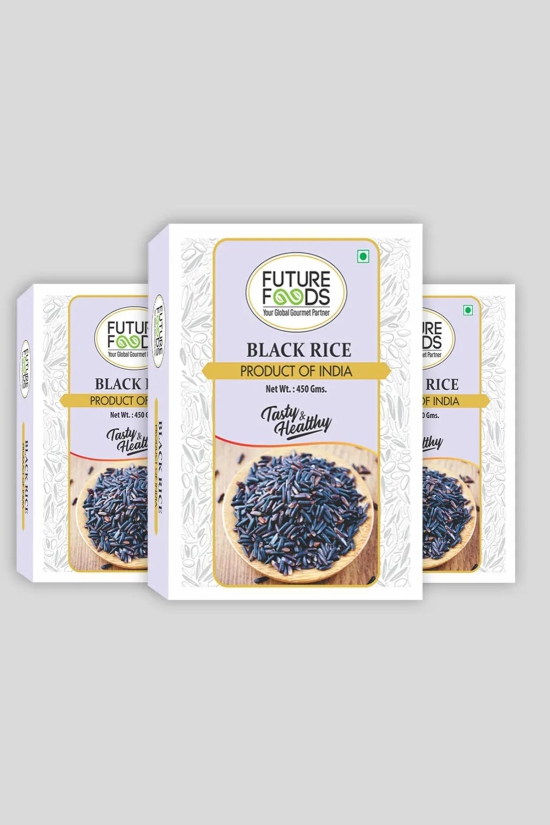 Future Foods Black Rice | Protein Rich | Rich in Antioxidants | All Natural | Aromatic & Unpolished | Natural Detoxifier & Fiber Source | Prevents the Risk of Diabetes & Obesity | 450g (Pack of 3)