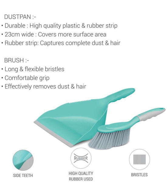 Spotzero By Milton Dustpan Set with Brush (Aqua Green), Pack of 2