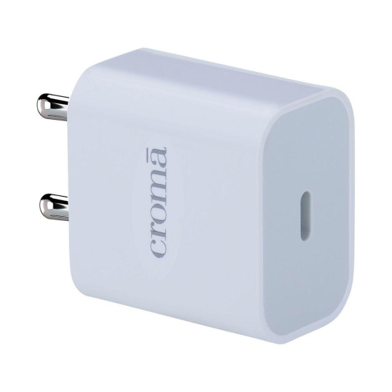 Croma 20W Type C Fast Charger (Type C to Type C Cable, Apple Compatible, White)